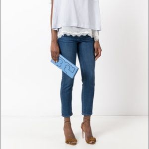 Authentic New Tory Burch Blue leather Clutch